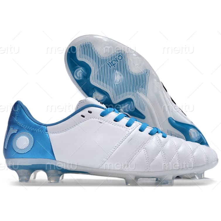 2026012003Botas de futebol FG Grass de cano baixo branco azul de alta qualidade resistentes ao desgaste antiderrapantes 