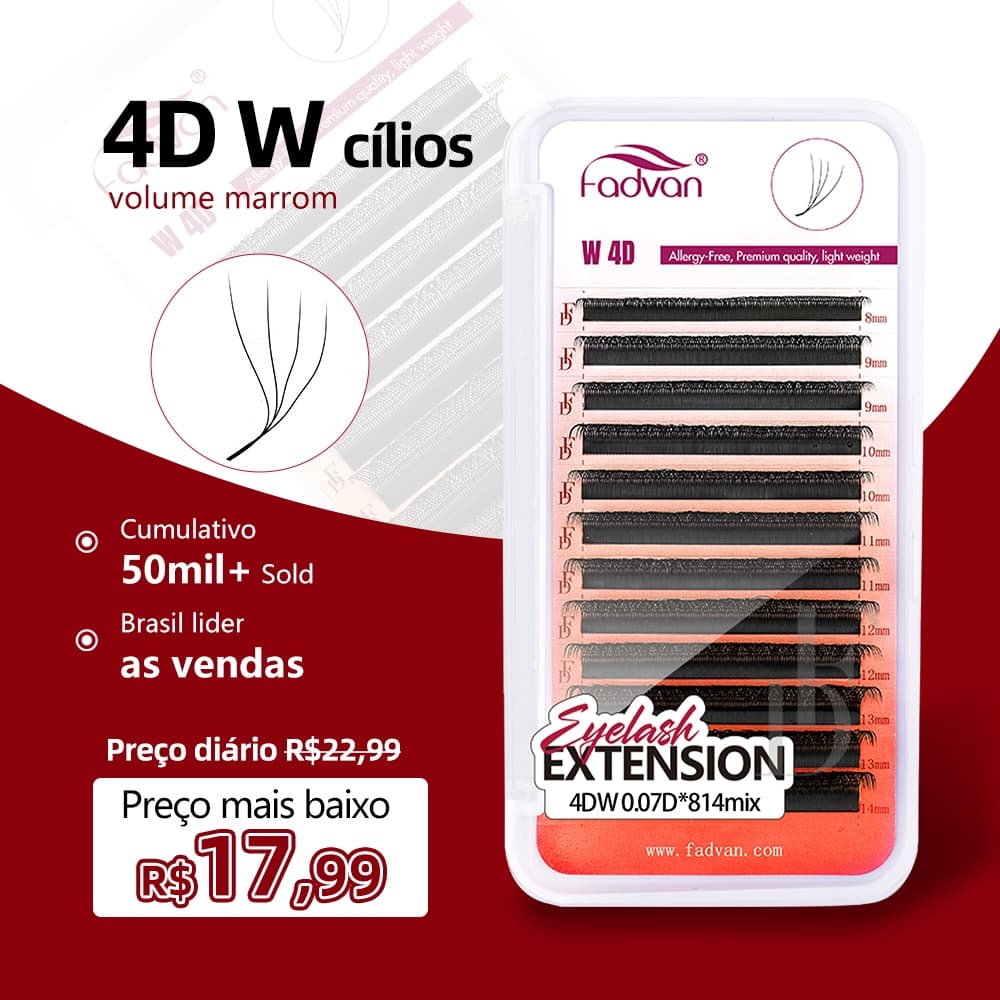 Fadvan 4D W Eyelash Extensão Fãs Falso Estilo Macio Vison Fácil De Enfeite marrom Cílios Naturais
