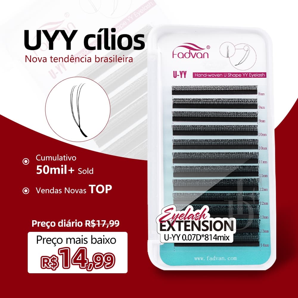 Cílios FADVAN em forma de U Forma de Cílios YY Extensão de Cílios 2D Y 3DYY Cílios de Volume Natural
