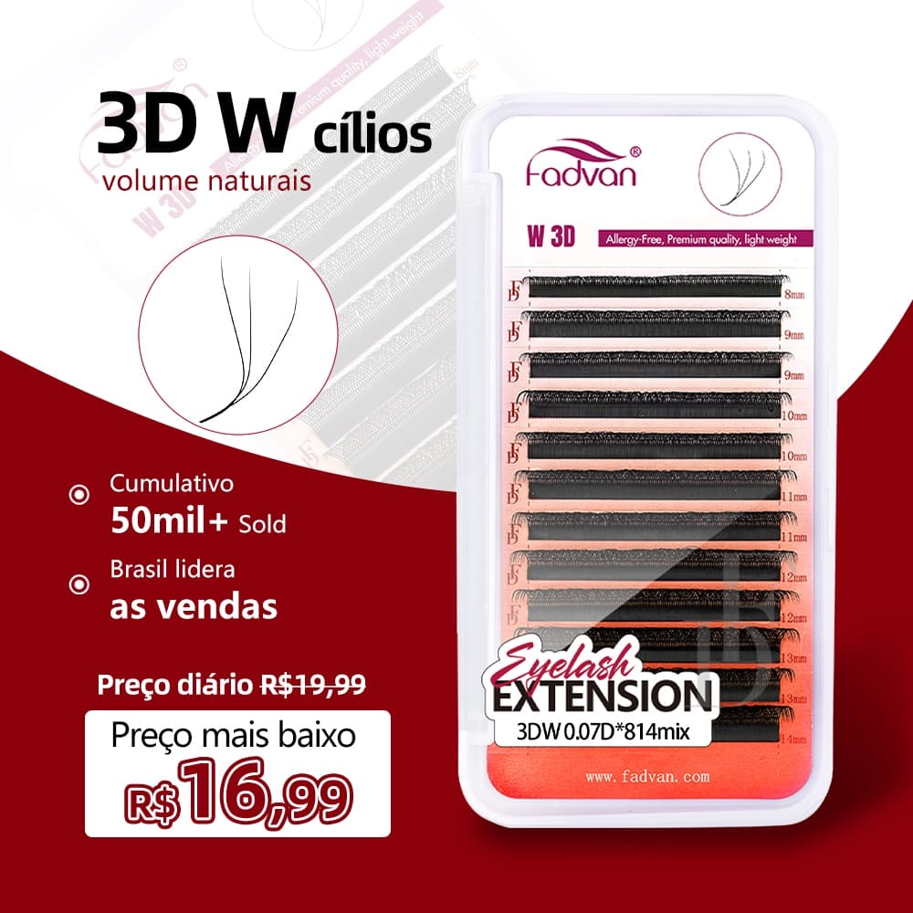 Fadvan W cílios 3D ventiladores de volume premade extensão de cílios fornece cílio naturais de vison