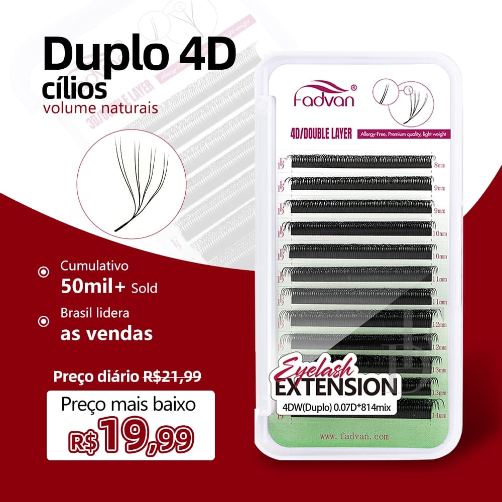 FADVAN 8D W Cílios Dupla Camada 4D Extensões De Forma Ventilador De Volume Macio 8D Pré-Fabricados