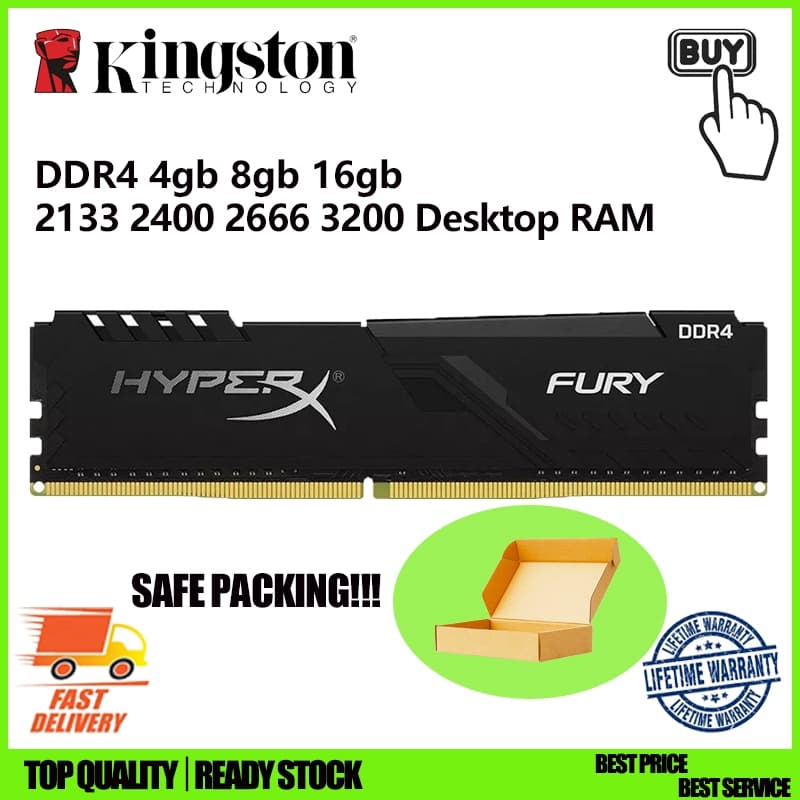 Kingston HyperX FURY RAM DDR4 4g 8g 16g 2133 2400 2666 3200 Mhz Desktop Memory PC Ram udimm dimm Memória De 288 Pinos