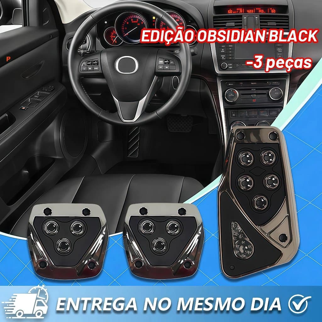 Kit 3 Peças Pedaleiras Esportivas Automotiva Carros Tuning Acessórios Universal Envio Imediato