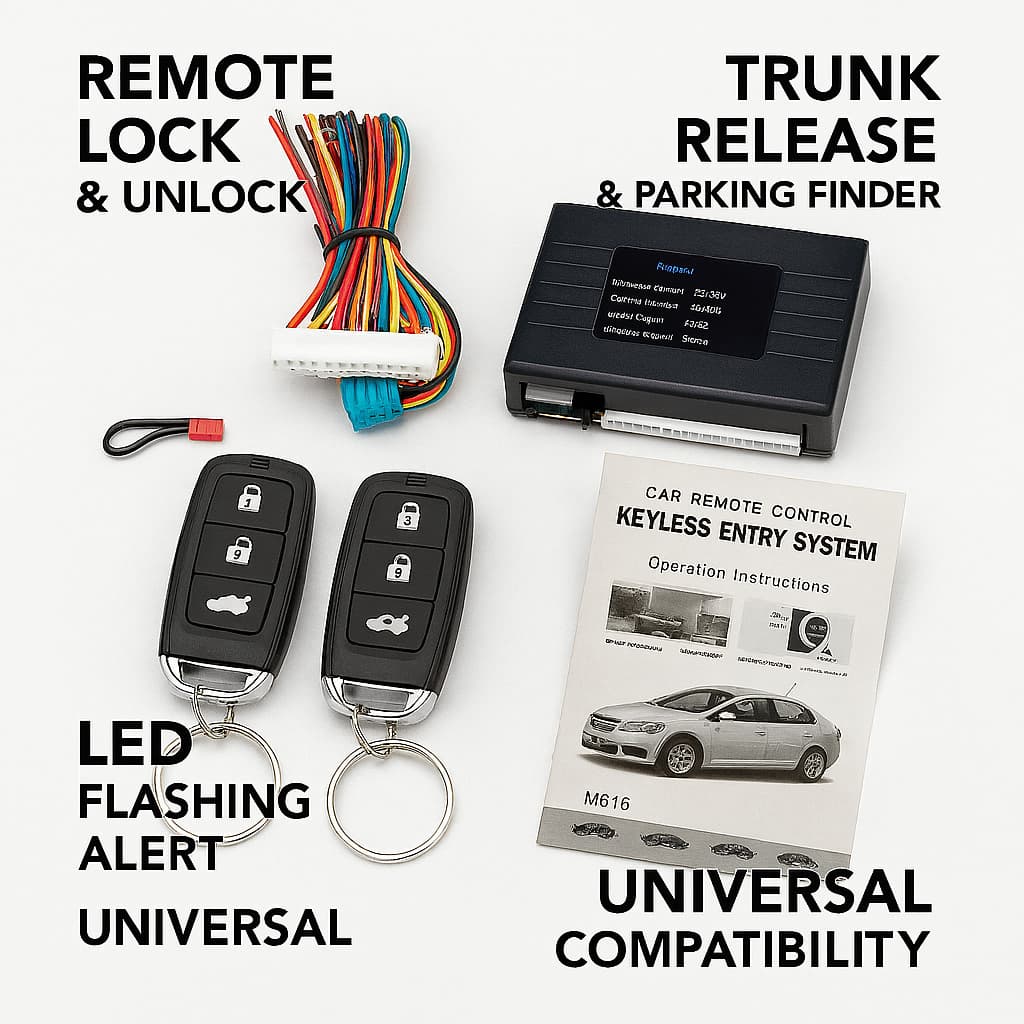 Fechadura Da Porta Do Carro Sistema Remoto Central Sem Chave Com Controle Alarme Universal 12V Kit Automático Para Carro