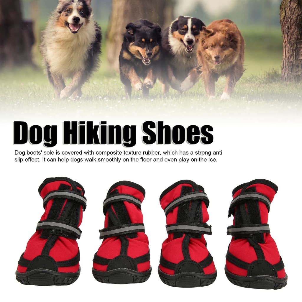 Botas Para Cães–Sapatos De Caminhada Para Cães Solado Antiderrapante Respiráveis Ajustáveis Refletivas Impermeáveis