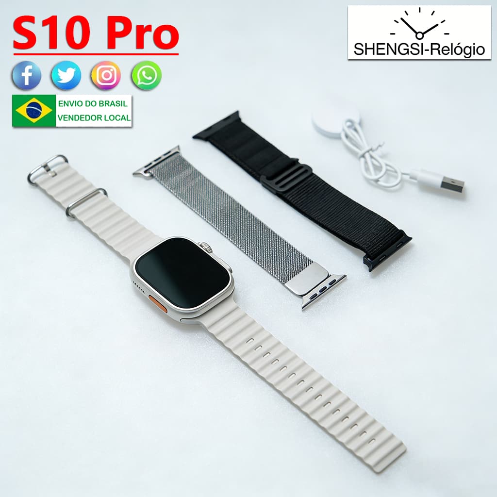 2026 Nova Série 10 Relógio S10 Ultra Pro SmartWatch Esportivo Sem Fio À Prova D'água Envio de São Paulo 49MM