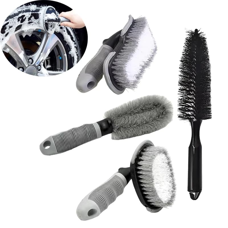 Kit 4 Peças de Escovas Profissionais P Limpeza de Rodas Pneus Aros
