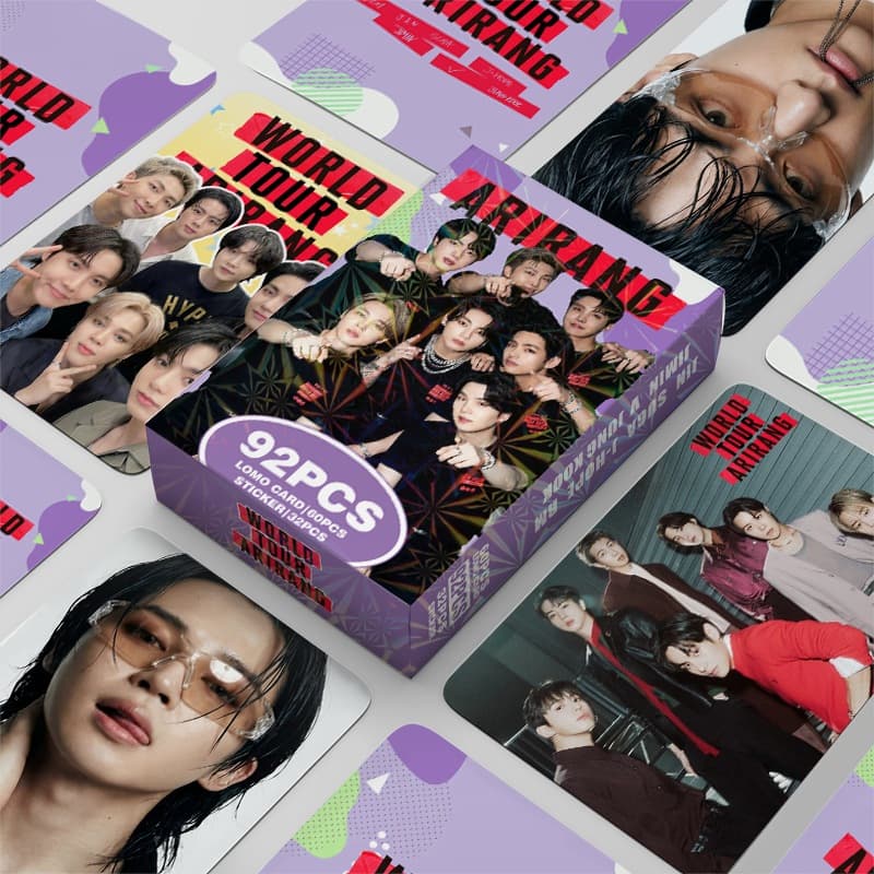 92pcs Star Merchandise Photocard BTS ARIRANG lomo Cartão SUGA V JK JIN Fotográfico Caixa Laser