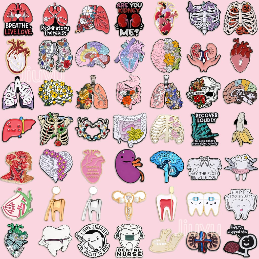 85 Estilos Criativo Colorido Floral Planta Órgão Pino Moda Cérebro Coração Estômago Broches Lapela Emblemas Dos Desenhos