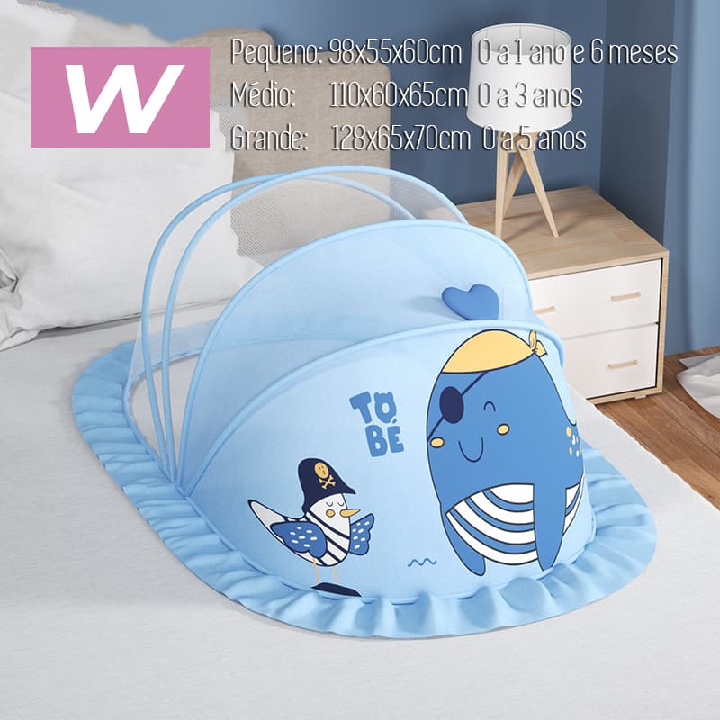 Mosquiteiro Infantil Dobrável Estilo Mongól para Berço - Design Fechado Seguro, 100% Respiravel e Portátil