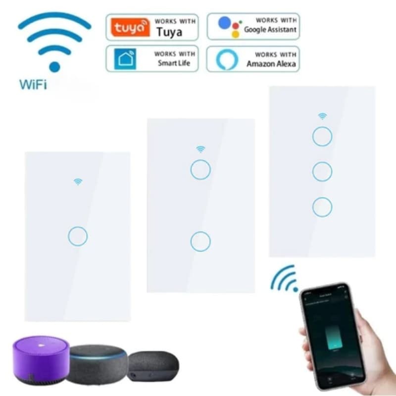 Interruptor Inteligente Wi-fi Nova tuya Touch Switch 1/2 Botões branco/preto