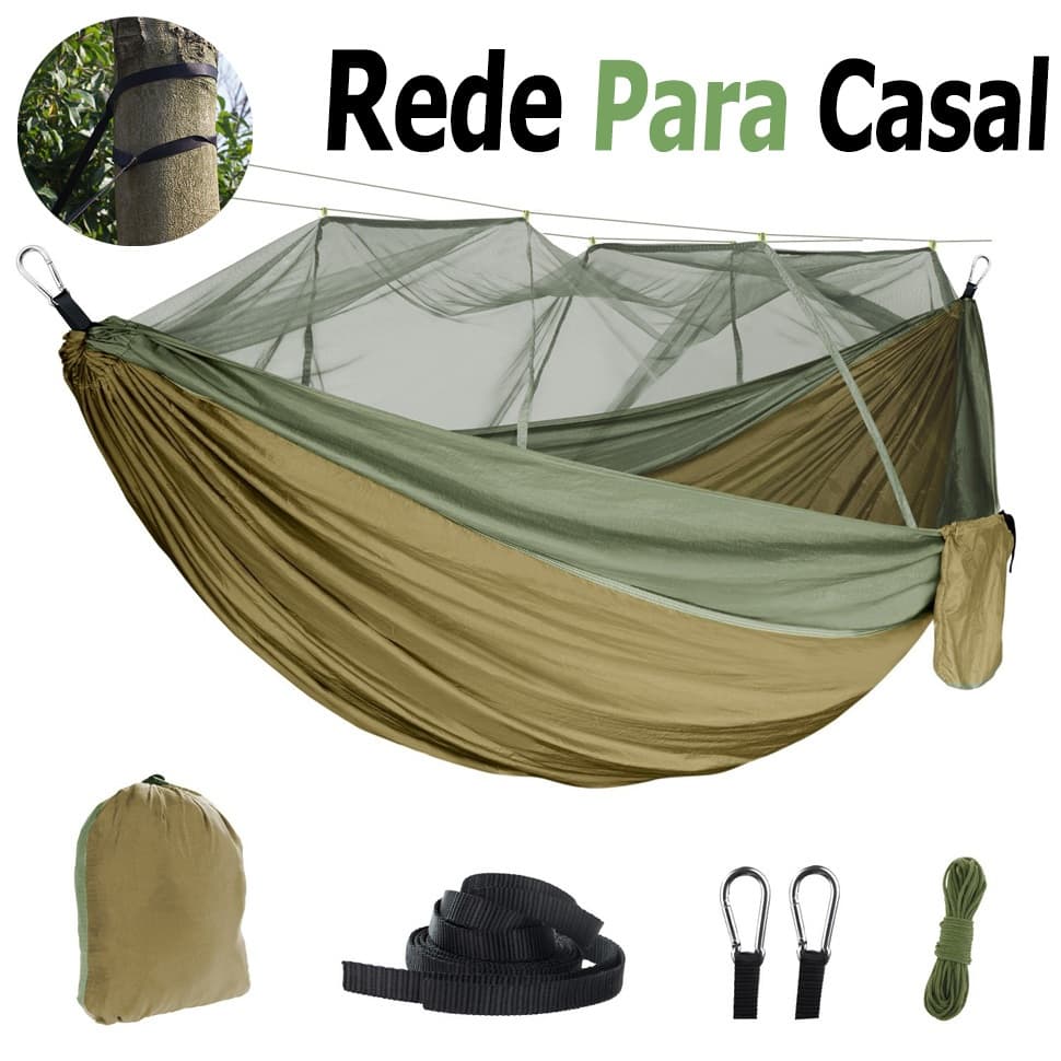Rede Para Casal 200kg Nylon 210T Resistente - Ideal para Camping, Lazer e Aventura na Selva