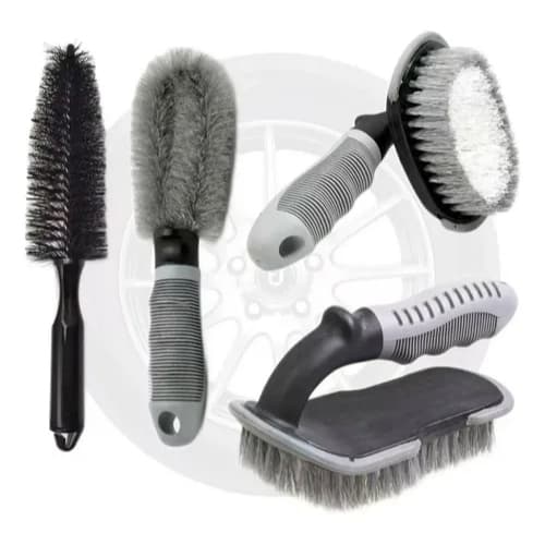 Kit de Escovas Profissionais P/ Limpeza de Rodas Pneus Aros 4 Peças