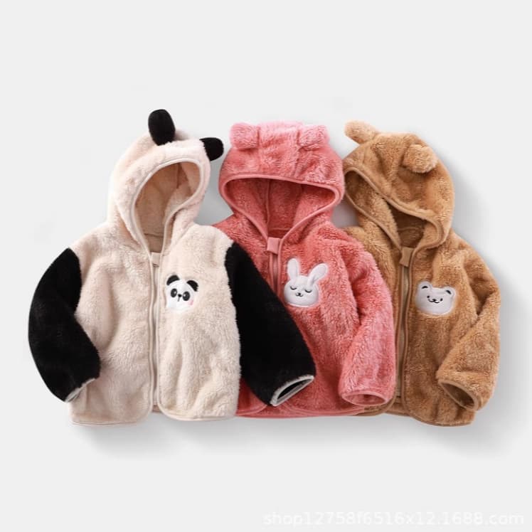 Recém-Nascido Com Capuz Zíper Dos Desenhos Animados Traje Quente Do Bebê Meninas Meninos Panda Urso Coelho Bonito Topos 