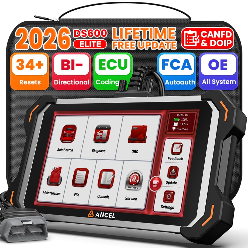 Scanner De Diagnóstico OBD2 ANCEL DS600 Elite Com 34+ Funções De Reinicialização, Codificação ECU Bidirecional