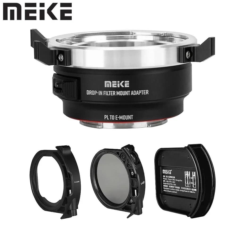 Adaptador De Lente Meke MK-PLTE-C Com ND UV Drop-in Para De Cinema ARRI PL-Mount Câmera Sony E A9 A7III A7II A7R3 A7R4