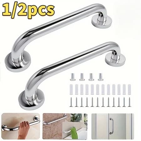 2pcs/1pcs Alça de Apoio Inox Barra 60cm Acessibilidade Segurança Idoso Banheiro Box Parede Corrimao Suporte Anti Queda