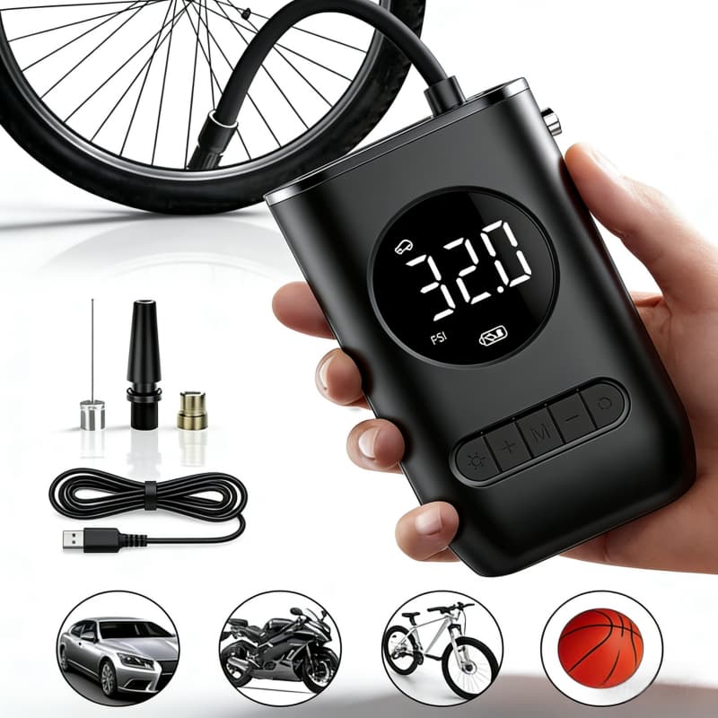 Mini Compressor de Ar Portatil Bomba De Encher Pneu Compressor Pneu Carro Recarregavél Digital