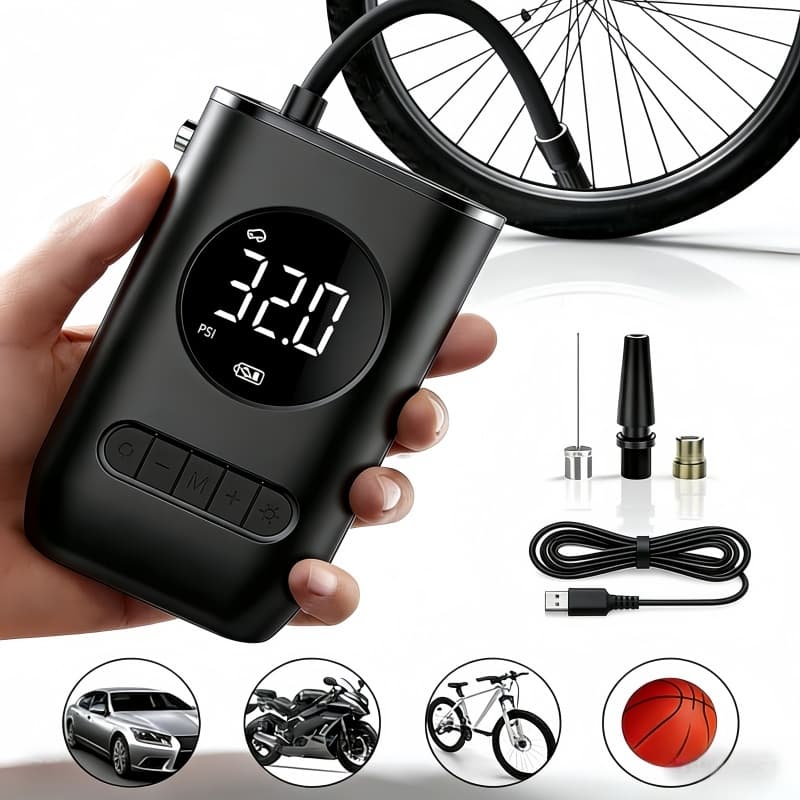 Mini Compressor de Ar Portatil Bomba De Encher Pneu Compressor Pneu Carro Recarregavél Digital