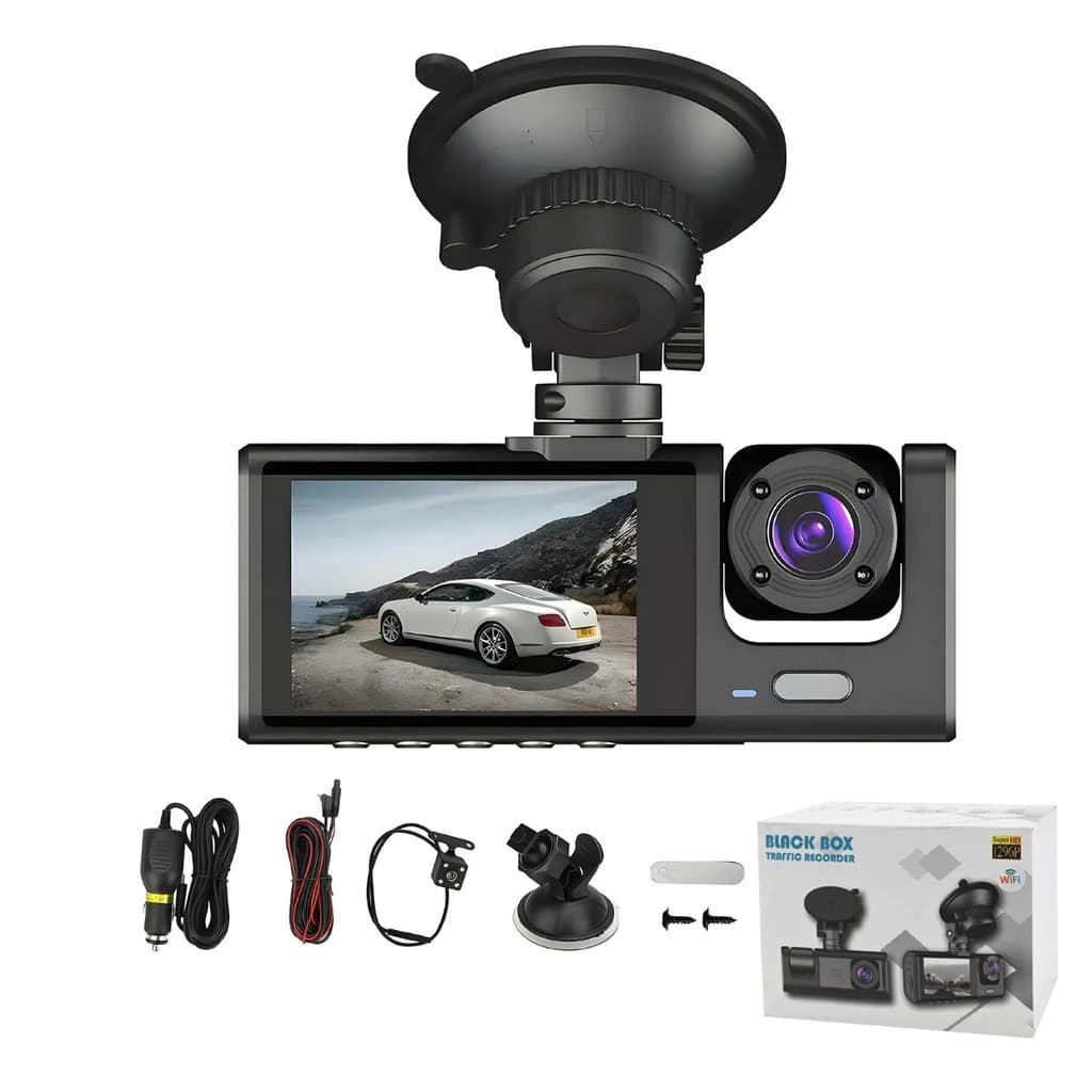 Câmera Dashcam Wi-Fi 3 Lentes HD 1080P 24h Monitor De Estacionamento DVR De Vídeo Wifi