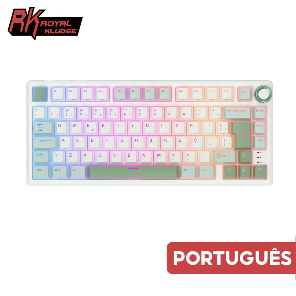 RK Royal Kludge RKR75 SkyCyan Teclado Mecânico Com Fio De Junta Portuguesa
