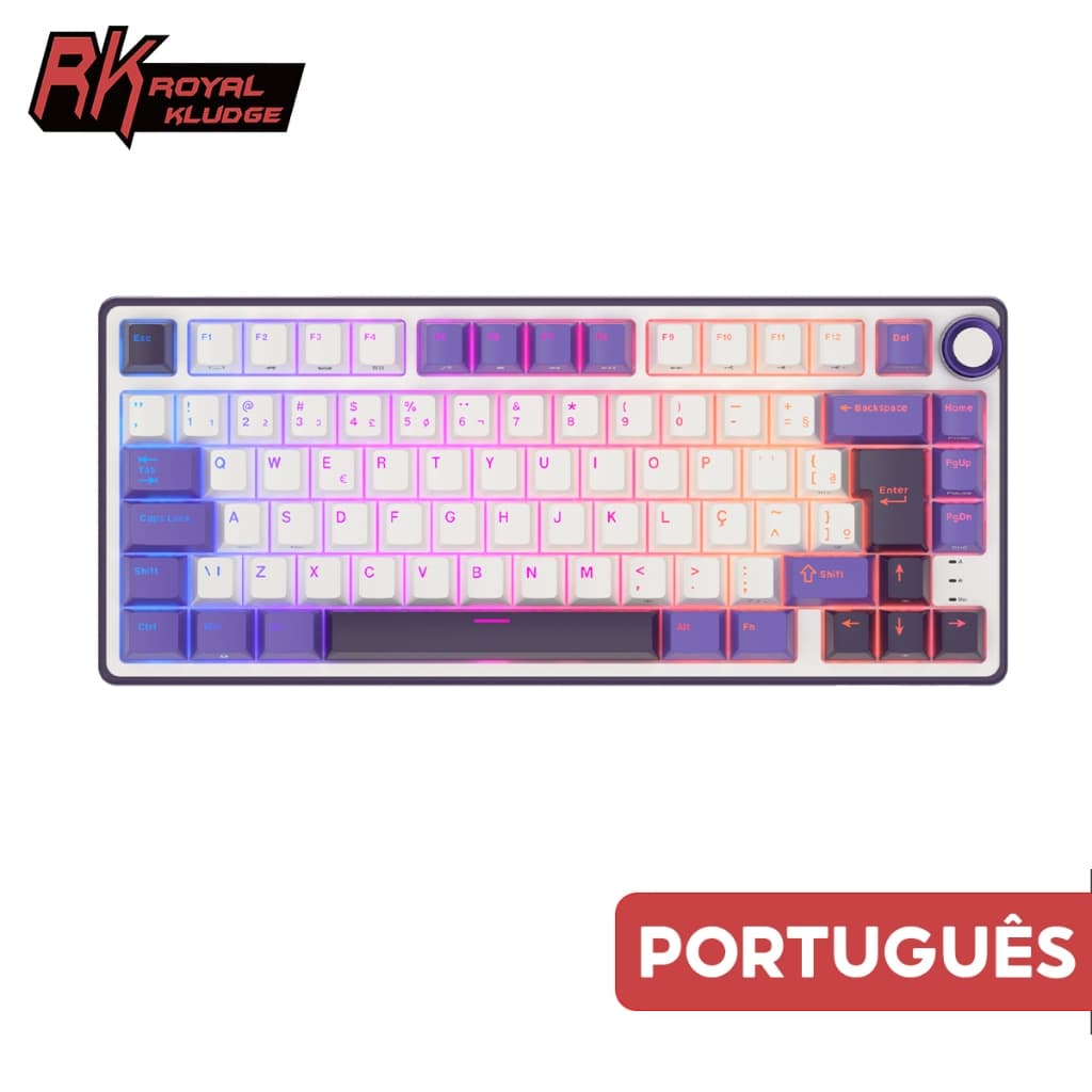RK Royal Kludge RKR75 Blackberry Teclado Mecânico Com Fio Junta Portuguesa