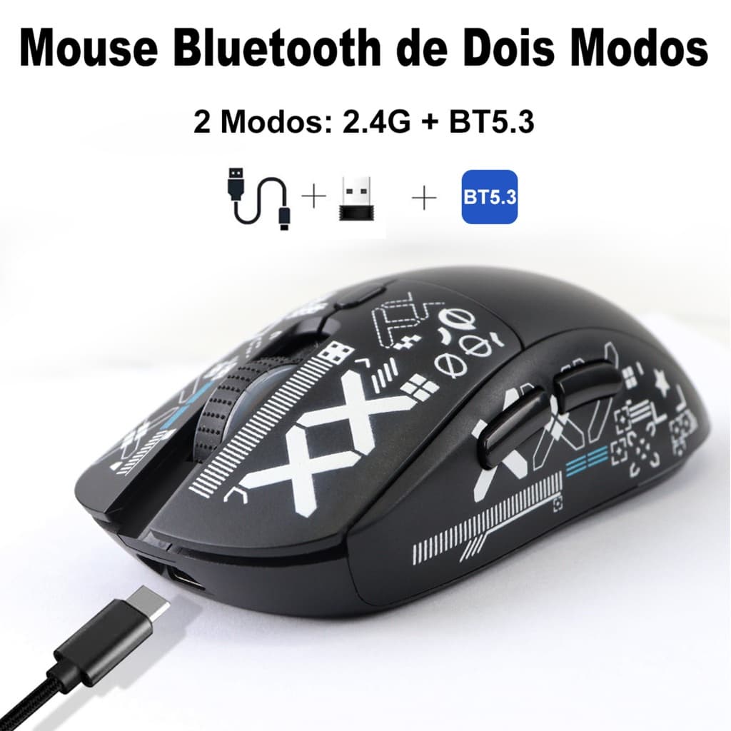 Uniwity Mouse Sem Fio Recarregável com Bluetooth, RGB e Design Ergonômico – Conforto e Estilo