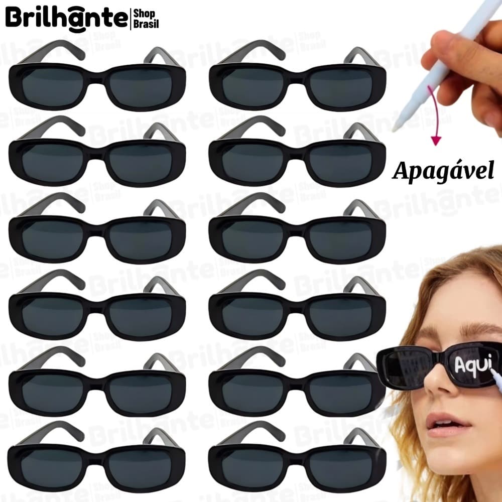 Kit 5/10/20/30 Oculos Vintage Retro Preto Liso + Caneta Giz Festa Casamento