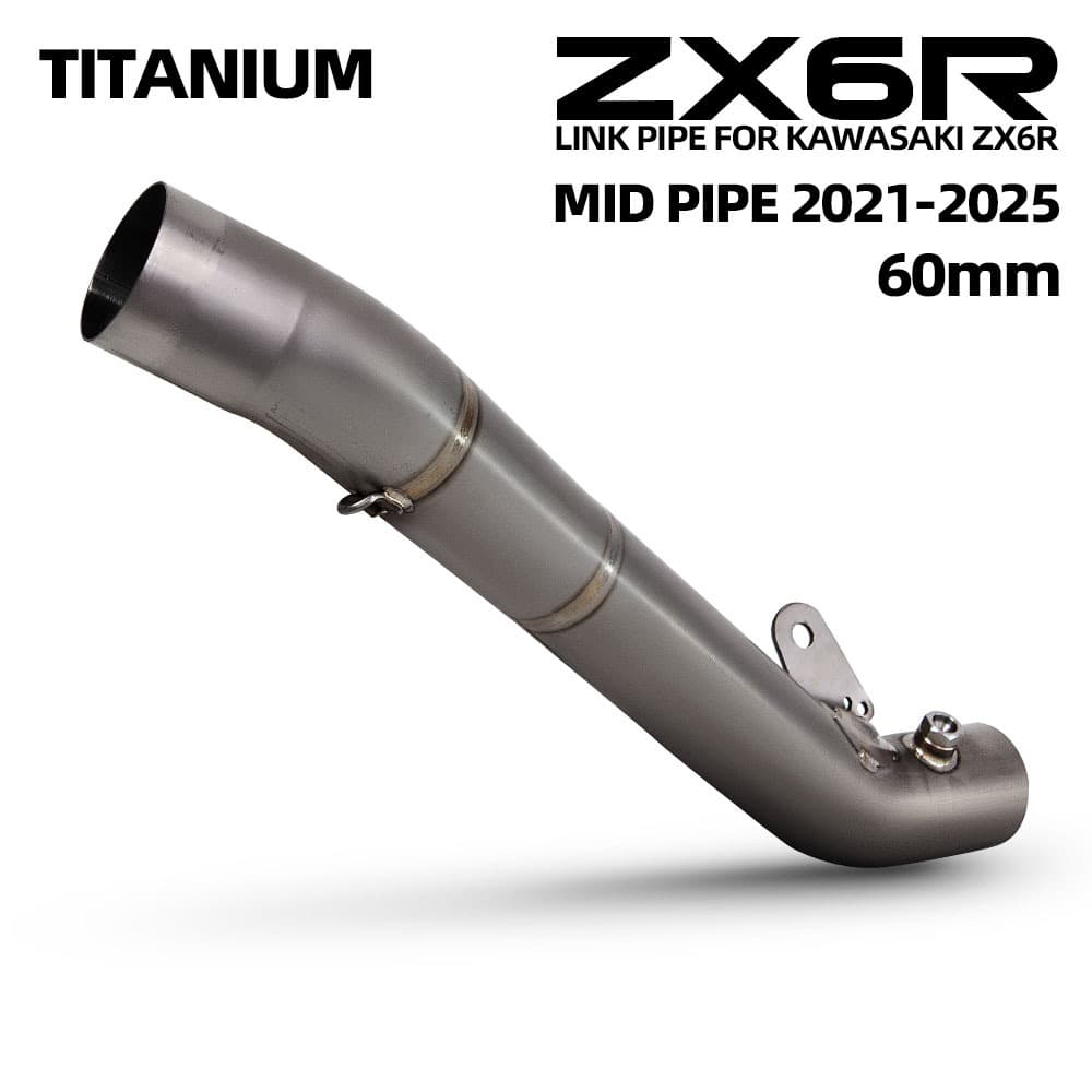 Tubo De Escape De Moto Para Kawasaki ZX6R ZX-6R 21-25 60mm Adaptador De Ligação Intermediária Linha Liga De Titânio