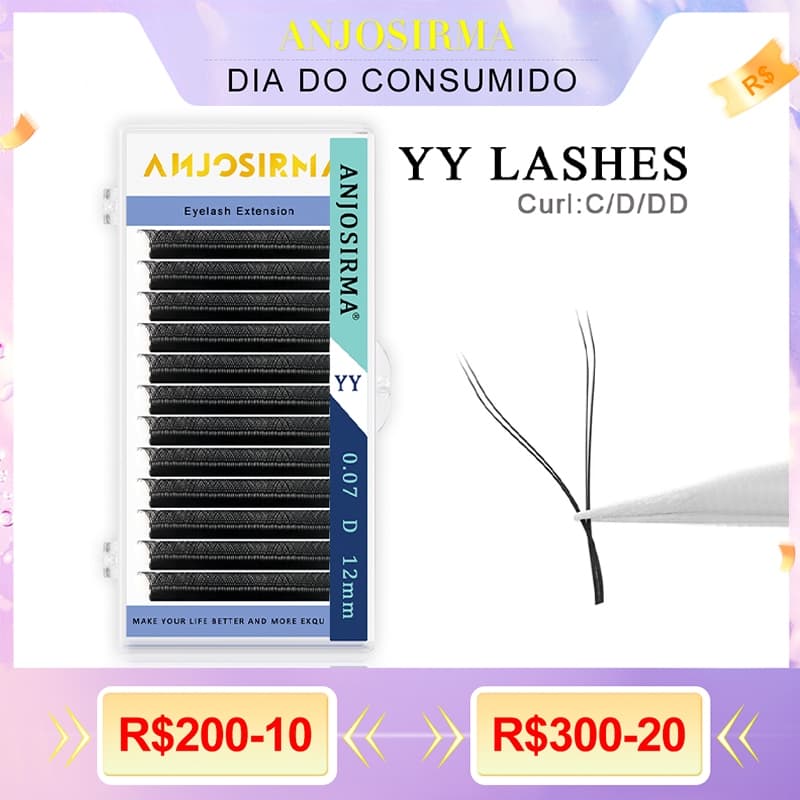 Pestanas ANJOSIRMA YY Shape Cílios Fox Eyes Faux Mink Brasileiras Macias Premade Volume De Ventilador