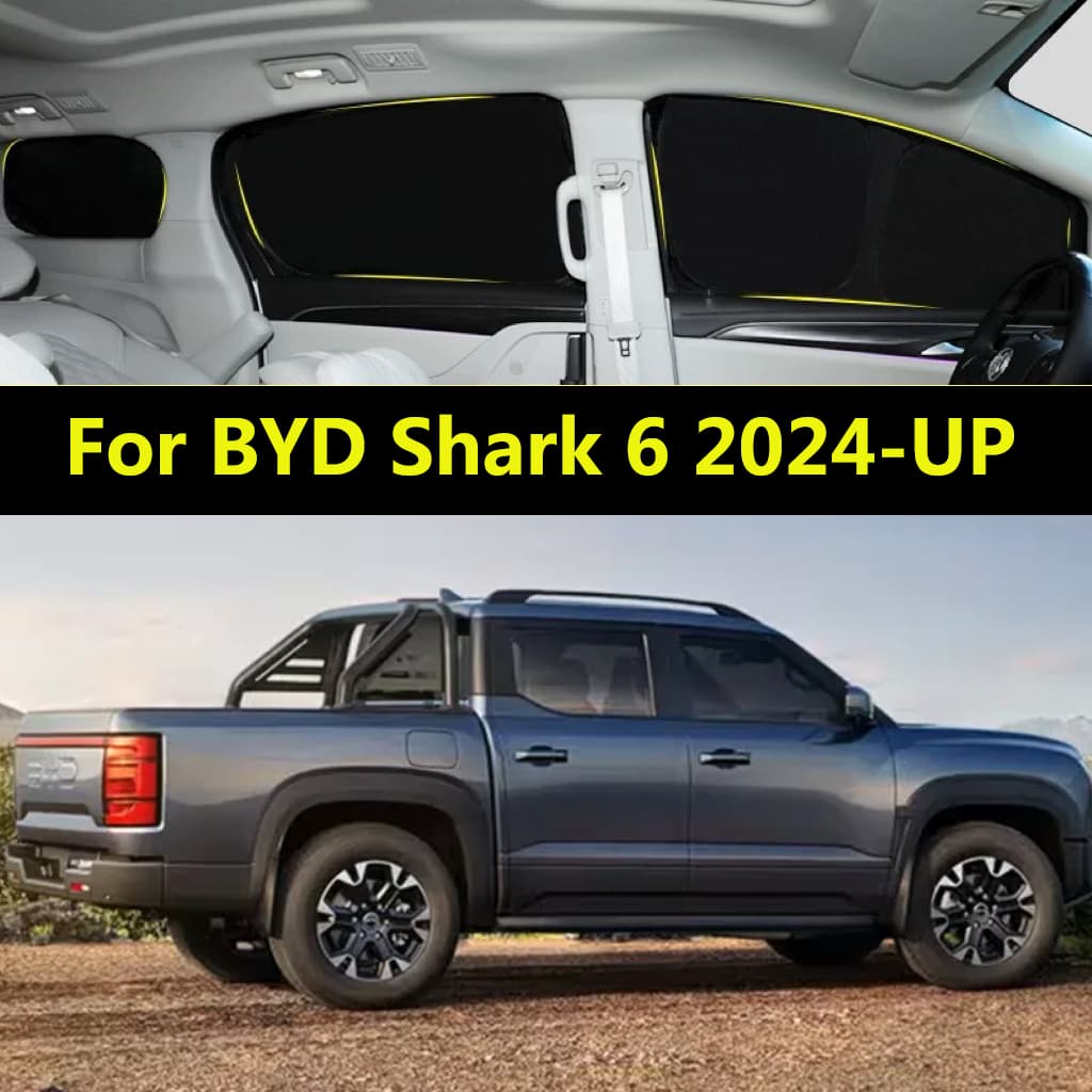 Pára-Sol Do Carro Para BYD Shark 6 2024-UP Totalmente Blackout Cortina De Proteção Solar Privacidade Janela Lateral Anti