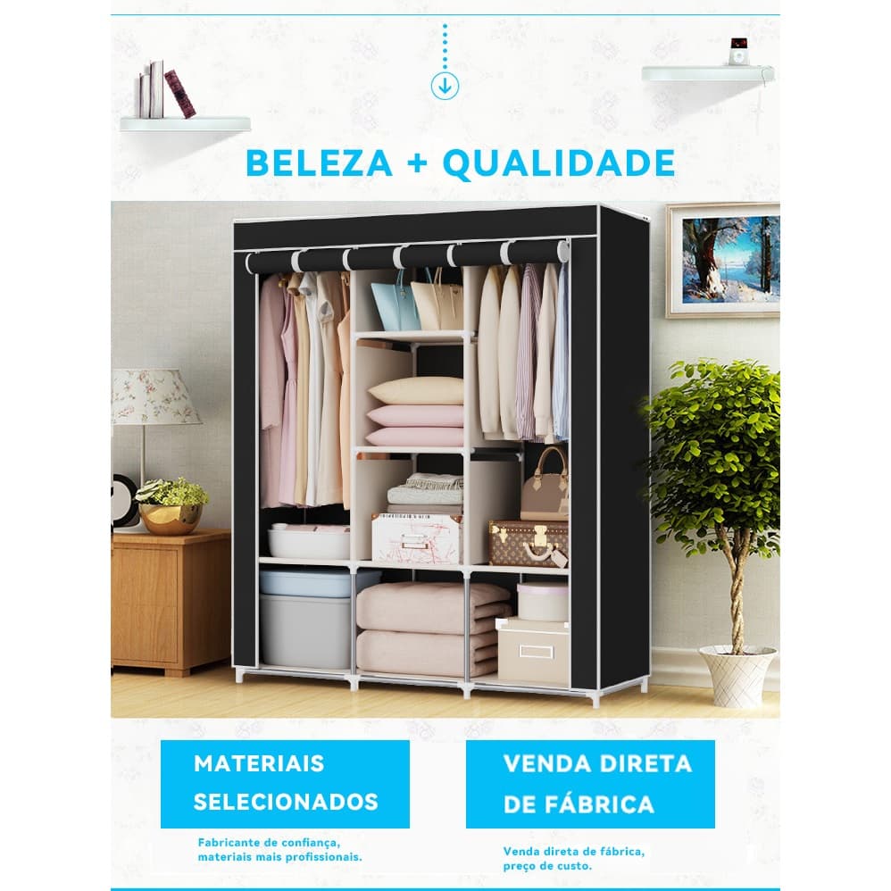 Organizador De Roupas Portátil Para Guarda-Roupa Dobrável Grande