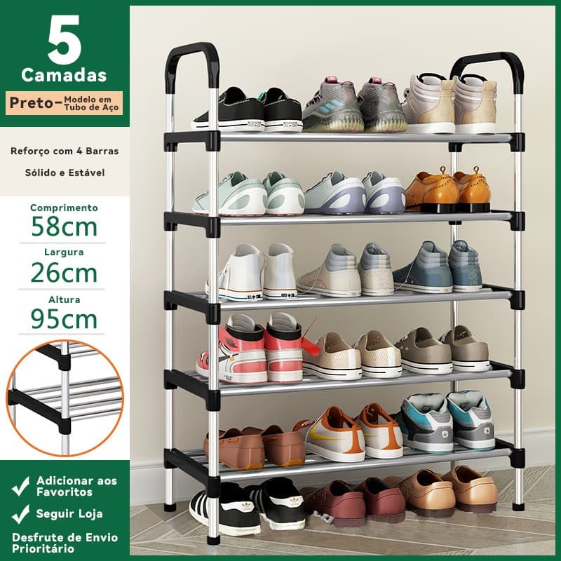 Suporte Multifuncional Dobrável Para Sapatos Com Organizador Removível De 5 , 6 Ou 7 Camadas
