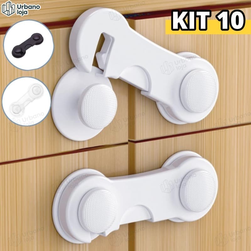 Kit 10/20 Travas Para Gaveta Porta Armário Segurança Bebê - Opção de cores-UR