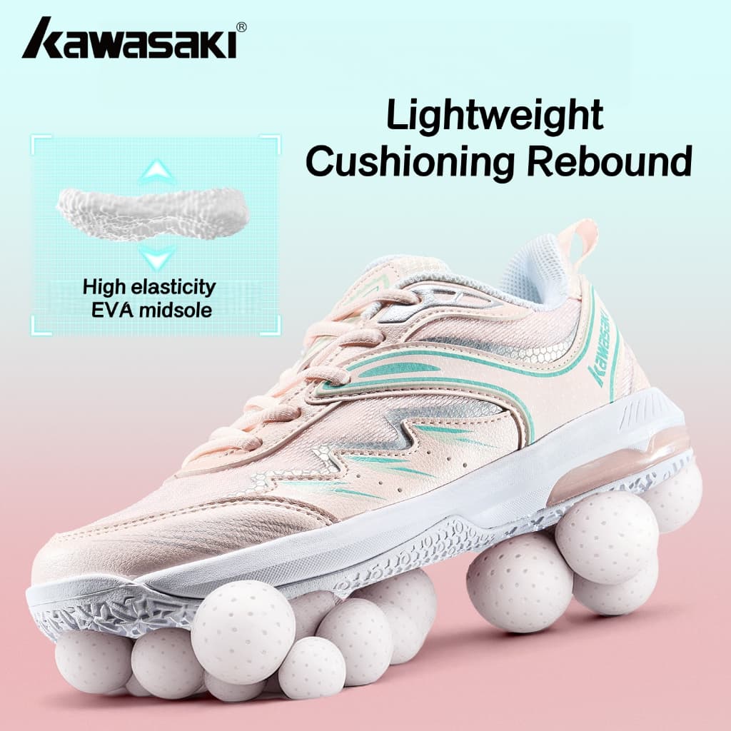 Kawasaki Badminton Sapatos Pickleball K2B04-D22043 Treinamento Profissional Feminino Antiderrapante Durável Absorção De 