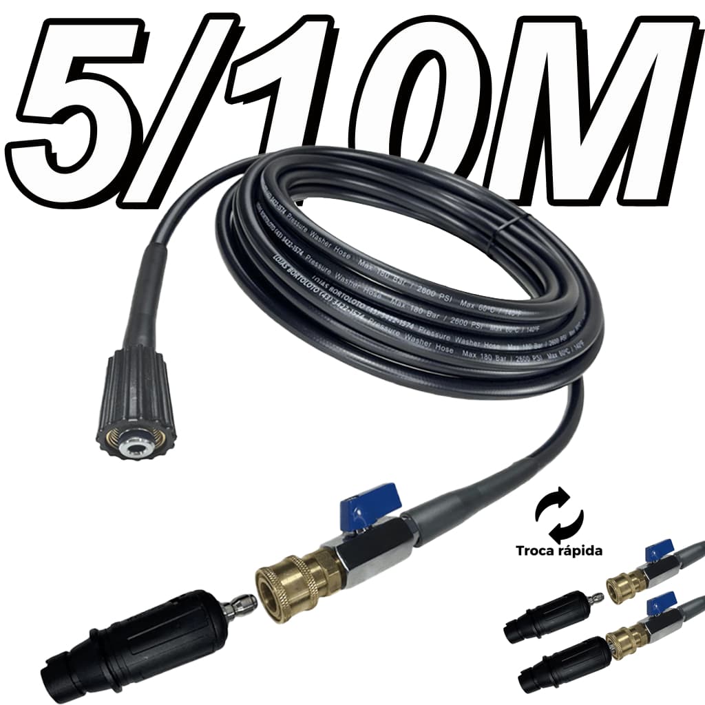 Bico Curto com Mangueira de Engate Rápido e Registro para Lavadoras WAP Líder, Bravo, Vonder e lavor