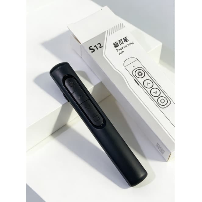 Caneta Giratória De Página S12 Com Ponteiro Laser , Clicker De Apresentação Sem Fio Para Slides PPT
