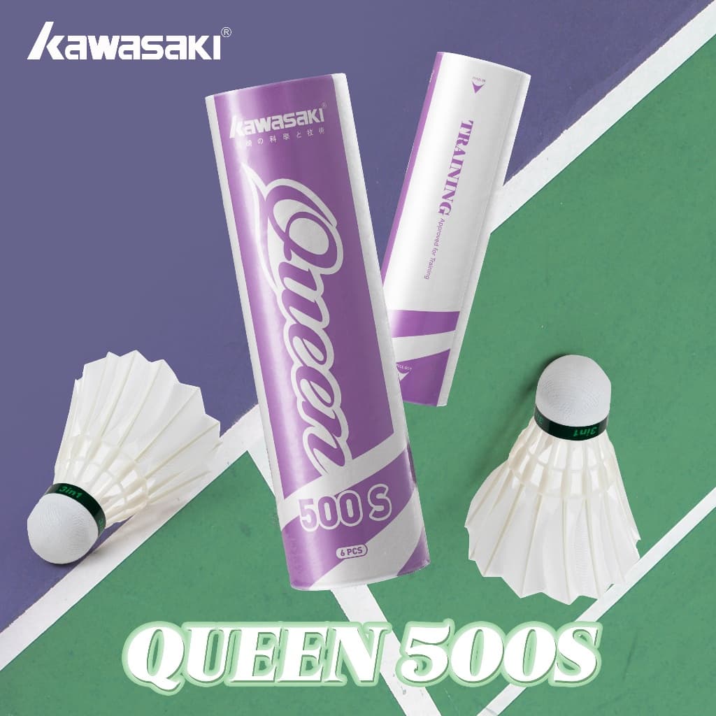 Kawasaki 6 Peças Petecas Rainha 500S 3 Em 1 Badminton Ganso Pena Peteca Vôo Estável Durável Para Treinamento Clube De To