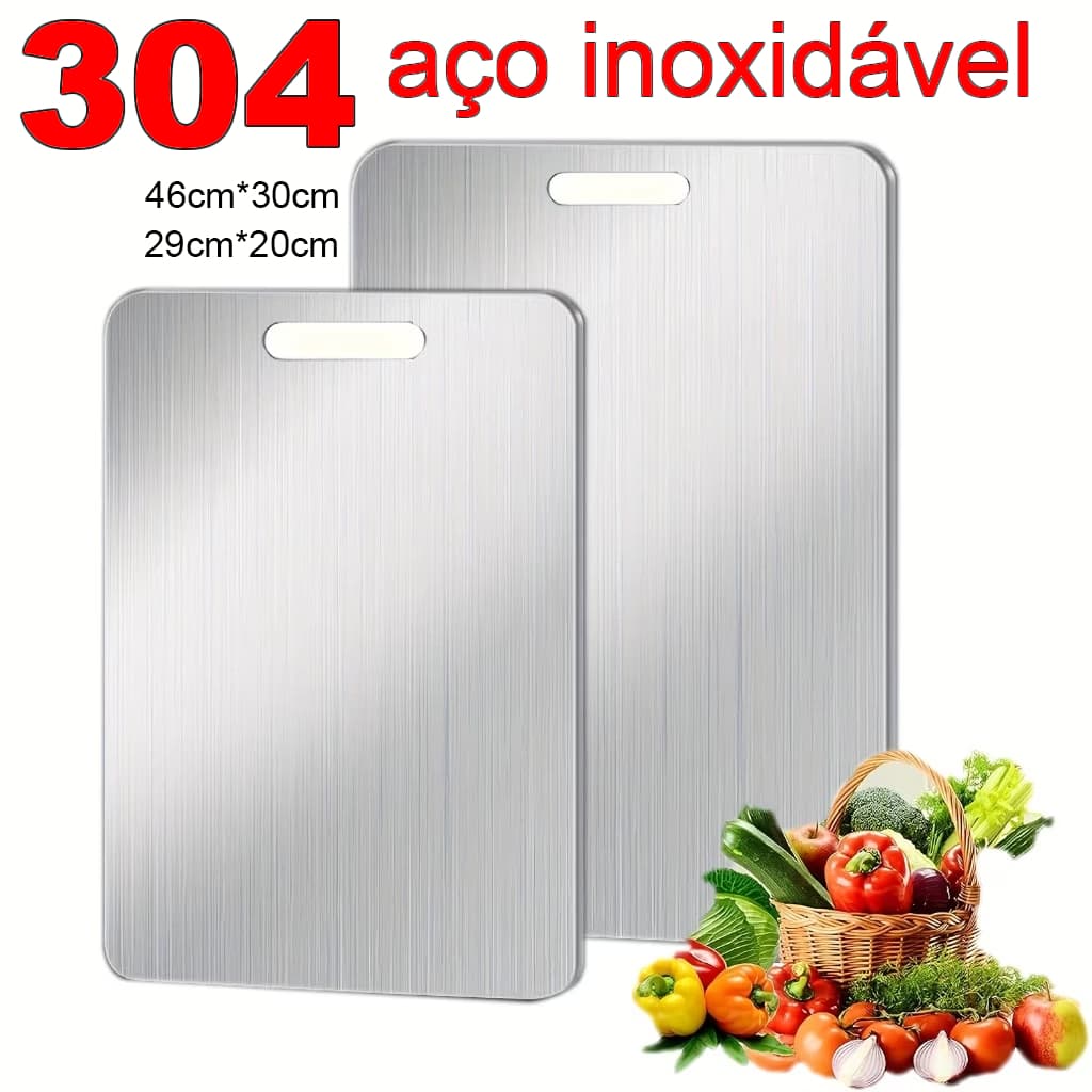 Tábua De Corte 304 Aço Inoxidável Antibacteriana À Prova De Mofo 46 cm/29 cm tábua de cozinha，Tamanhos disponíveis