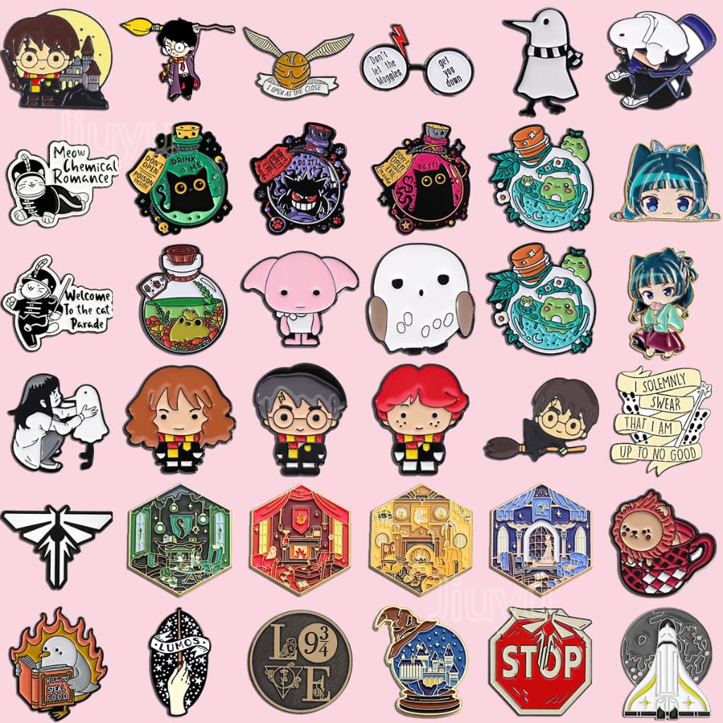 50 Estilos Harry Potter Broche Alfinete Gryffindors Gato Mágico Esmalte Hogwarts Broches De Feitiçaria Mochila Anime Jóias De Alice Crachá Presente Para Estudantes