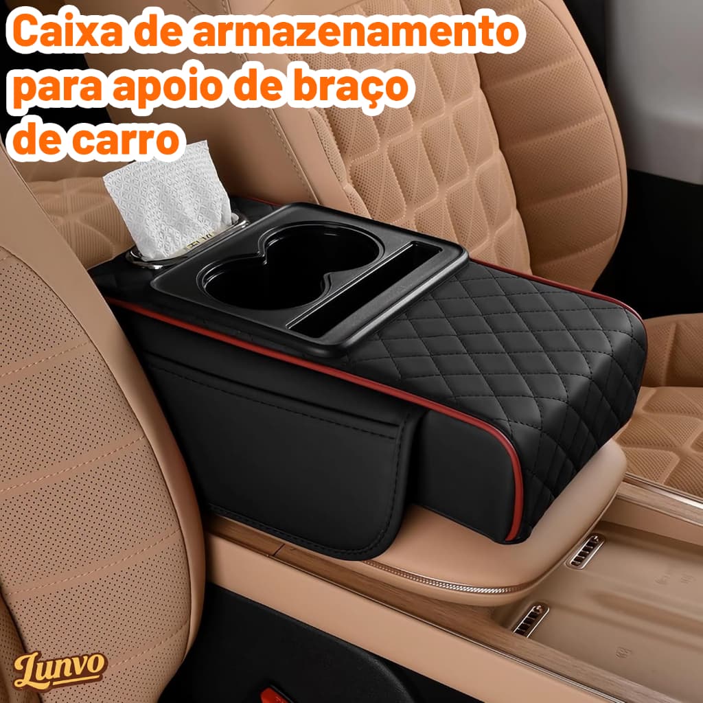 Caixa De Apoio De Braço Multifuncional Para Carro , Couro Sintético , Organizador