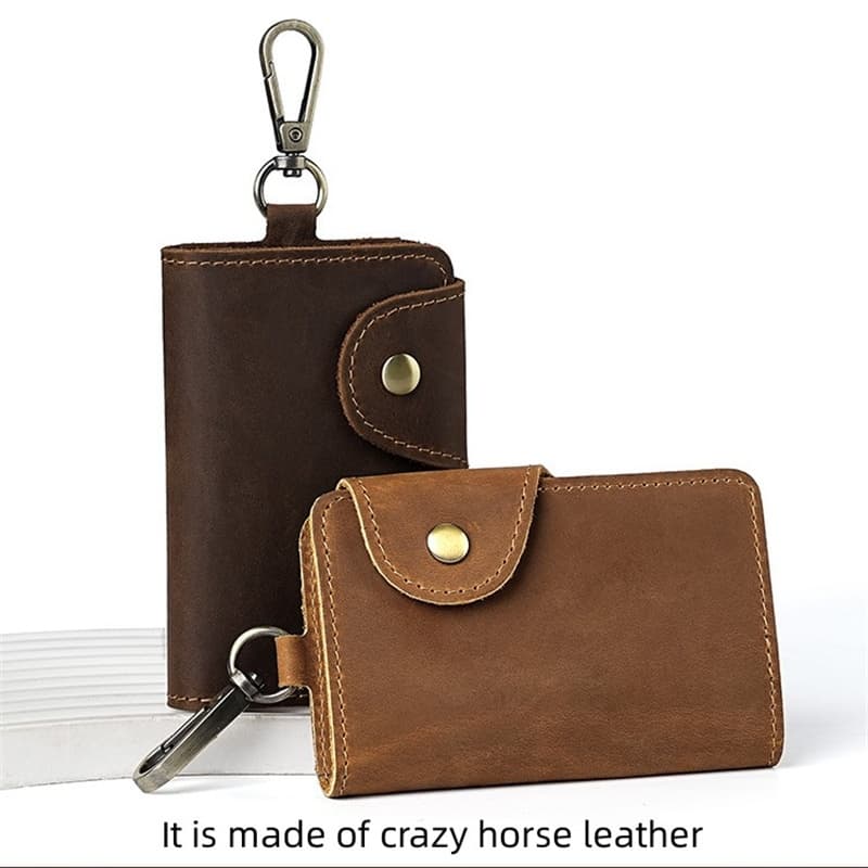 Novo Chaveiro De Couro Original Carteira Vintage Versátil Masculino Titular Chave Do Carro Moeda Bolsa Caso Cartão Femin