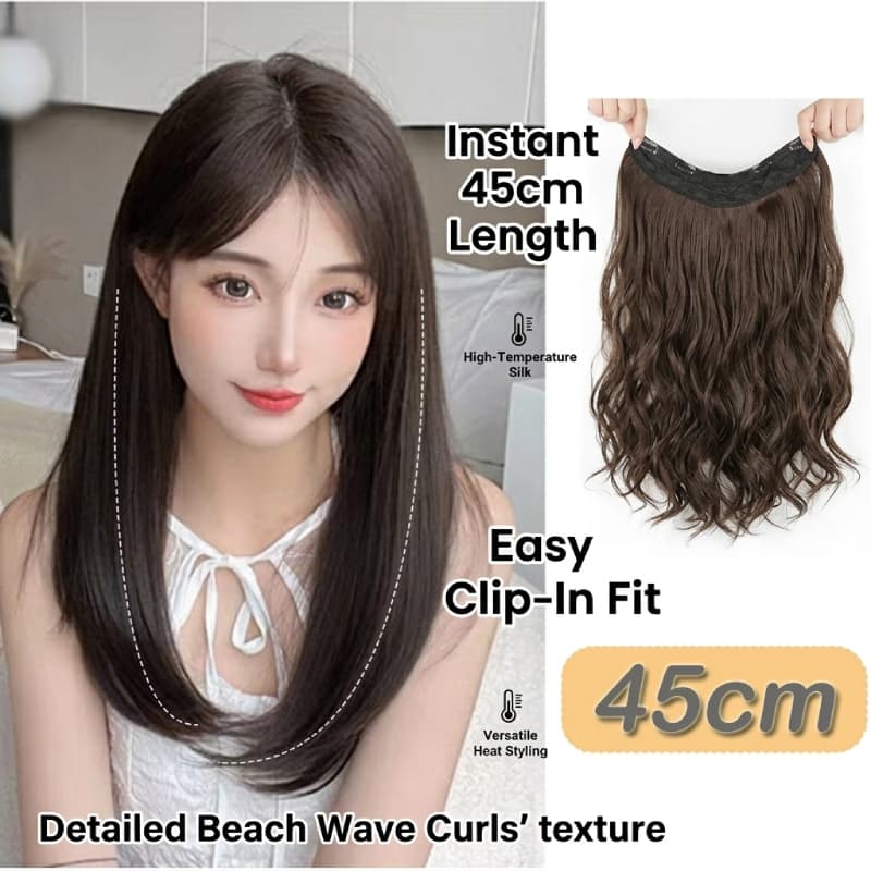 Extensões De Cabelo Em Forma De U Estilo Coreano 45 Cm Cachos Naturais Médios Para Mulheres Tendências De Verão