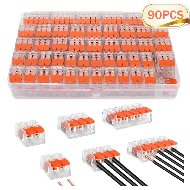 kit 90 Peças Conector Compacto Elétrico Emenda E Derivação 2, 3 e 5 vias 4mm e 6mm