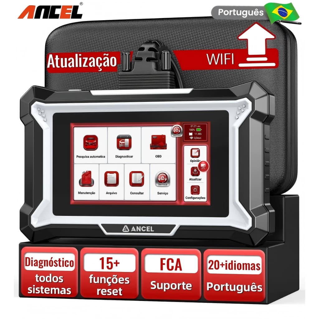 ANCEL DS200 Scanner Automotivo Ferramentas de Diagnóstico Todo o Sistema A/F ABS SRS 15 Redefinição