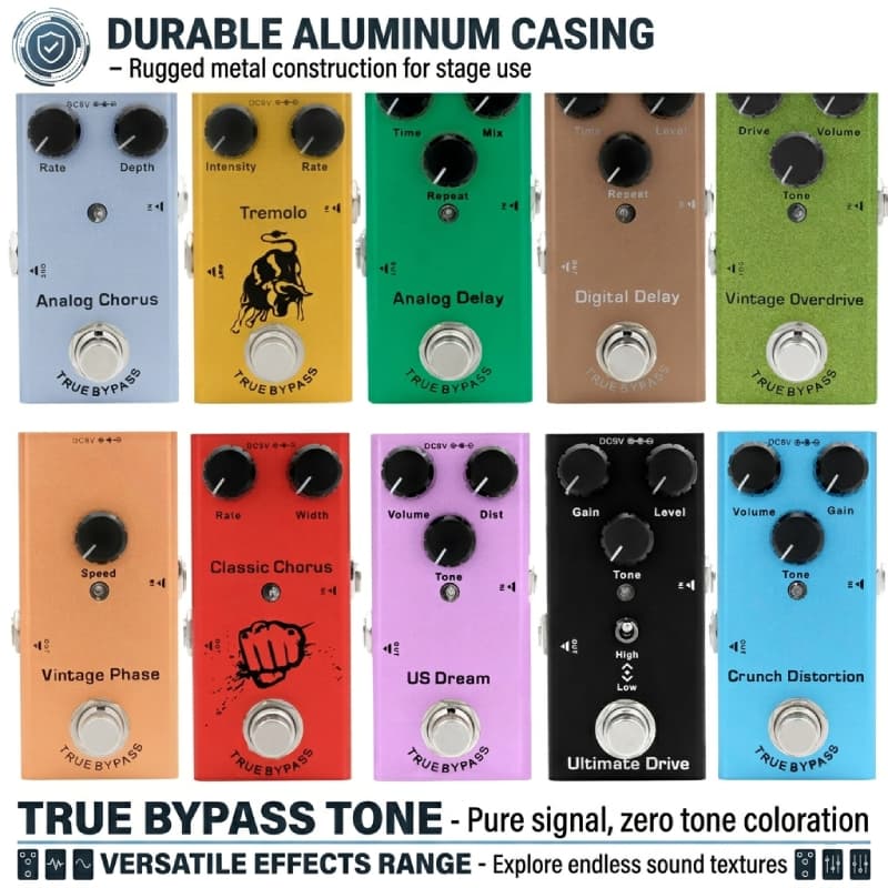 Pedal De Guitarra Elétrica Vintage Overdrive Distorção Crunch Eua Sonho Coro Fase Atraso Digital Festival Musical Uso Di