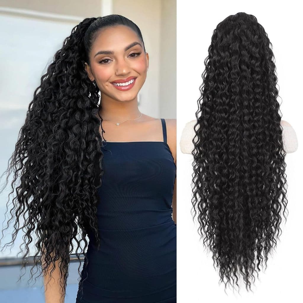 Rabo De Cavalo Encaracolado Com Cordão De 100 CM De Fibra Orgânica