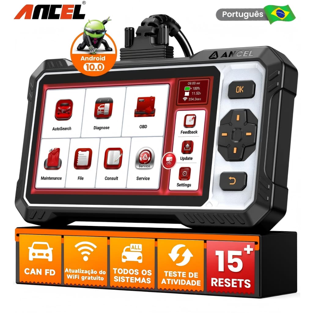 ANCEL FX6100 Scanner Automotivo A/F Todos os Sistemas De Diagnóstico Óleo ABS DPF EPB SRS BMS