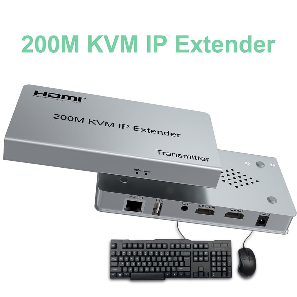 Extensor IP HDMI KVM 200M Sobre Cabo Ethernet Rj45 Cat6 kit Transmissor E Receptor De Vídeo Com Suporte Para Mouse Tecla