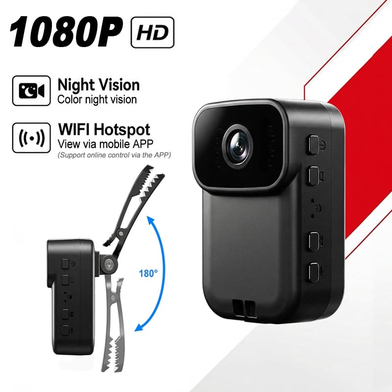 Mini Câmera Corporal 1080P Gravador De Vídeo De Bolso Com 120 ° Vestível De Tamanho Portátil Lente Giratória Para Exteri